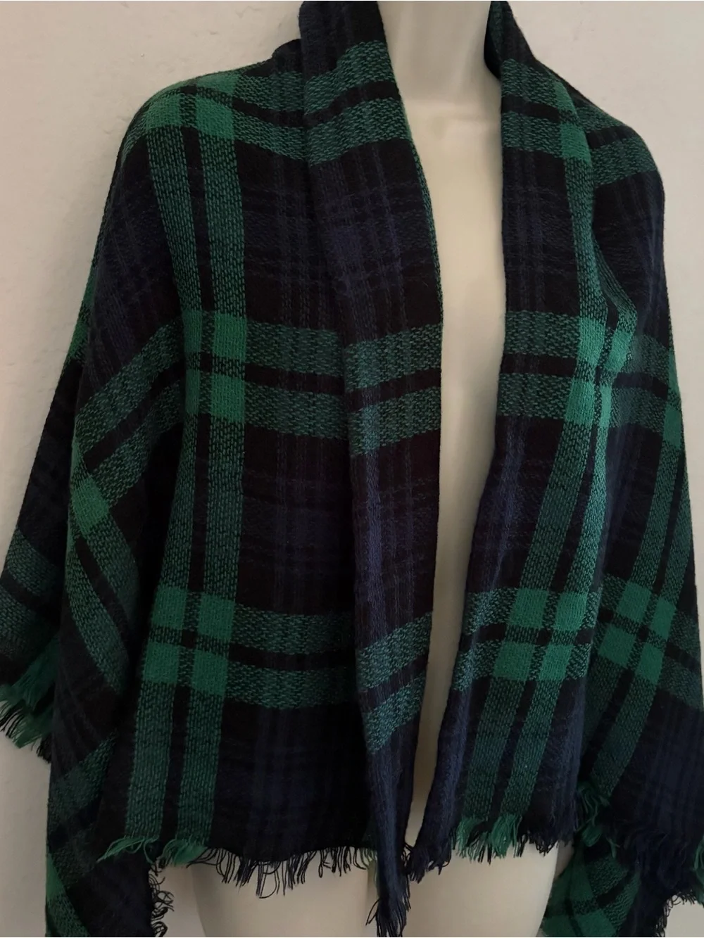 Green & Black Plaid Scarf/ Wrap